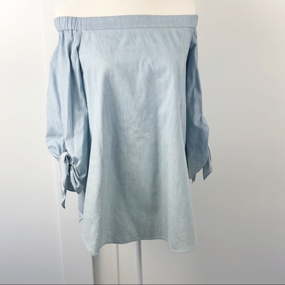 Tibi Off The Shoulder Chambray Tunic Sz 0 - Picture 2 of 8
